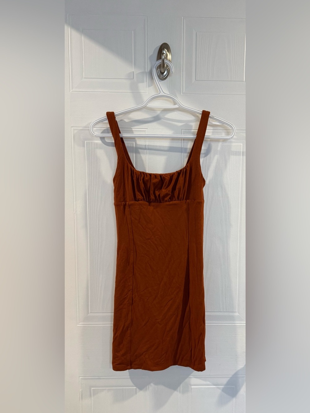 Aritzia Rust Brown/Orange Tank Dress with Gathered Bust